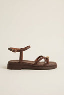 Mariella Fabiani - Flatform Toe Ring Sandals - Brown Matte