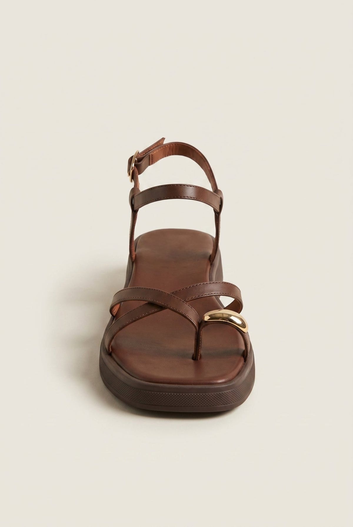 Mariella Fabiani - Flatform Toe Ring Sandals - Brown Matte
