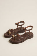 Mariella Fabiani - Flatform Toe Ring Sandals - Brown Matte