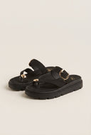 TFP - Flatform Toe Ring Sandals Buckle - Black