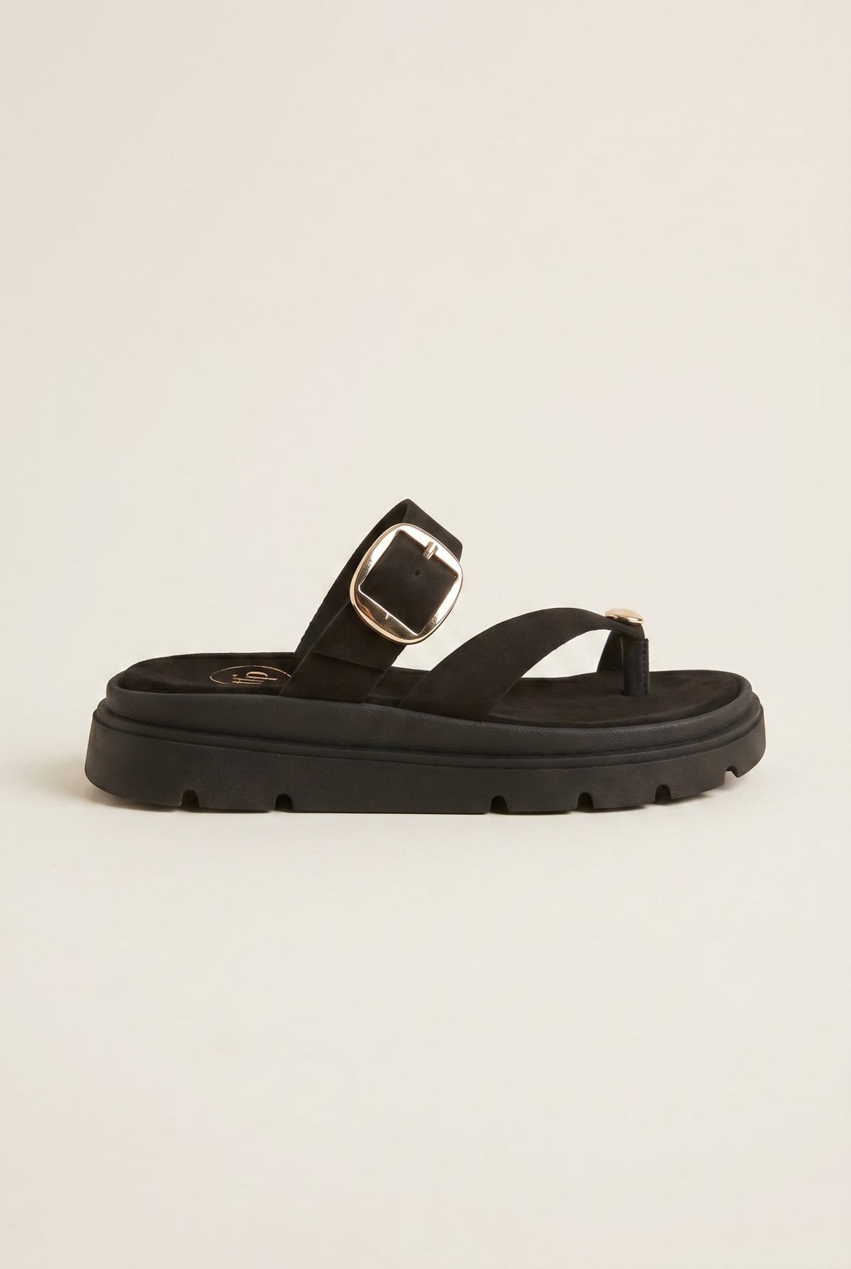 TFP - Flatform Toe Ring Sandals Buckle - Black