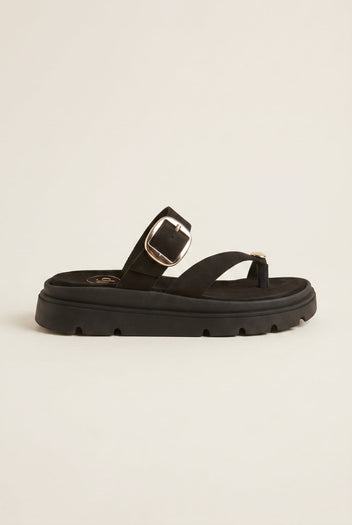TFP - Flatform Toe Ring Sandals Buckle - Black