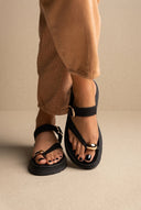 TFP - Flatform Toe Ring Sandals Buckle - Black