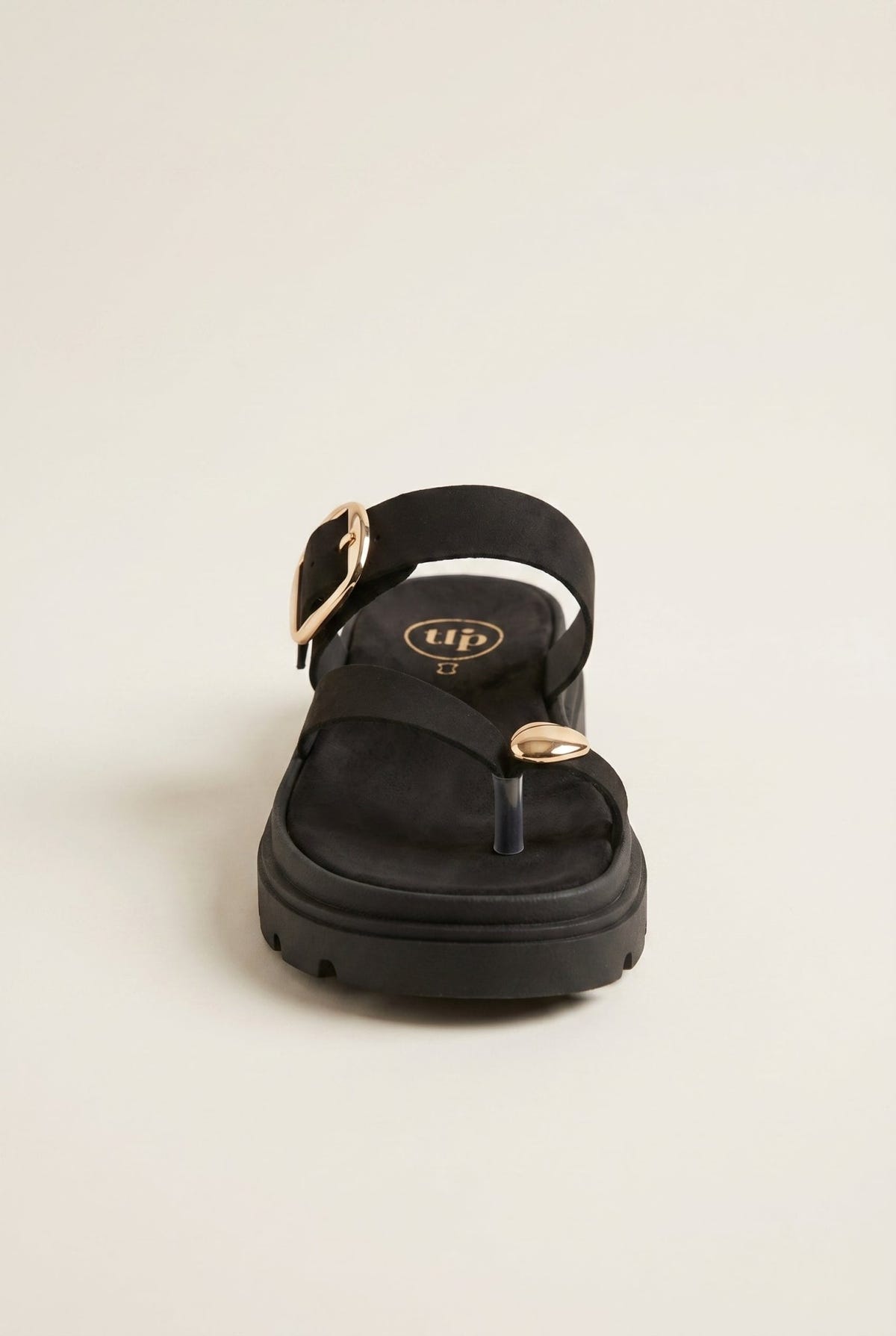 TFP - Flatform Toe Ring Sandals Buckle - Black