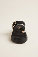 TFP - Flatform Toe Ring Sandals Buckle - Black