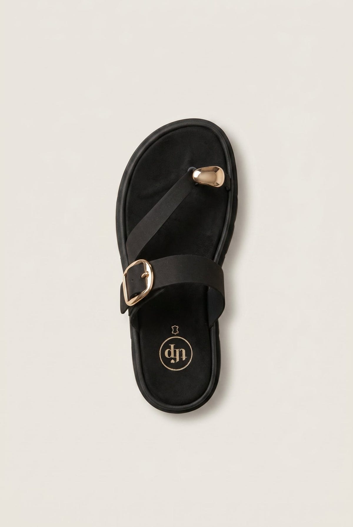 TFP - Flatform Toe Ring Sandals Buckle - Black