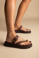 TFP - Flatform Toe Ring Sandals Buckle - Brown