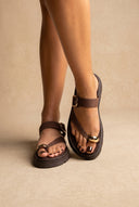 TFP - Flatform Toe Ring Sandals Buckle - Brown