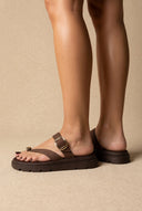 TFP - Flatform Toe Ring Sandals Buckle - Brown