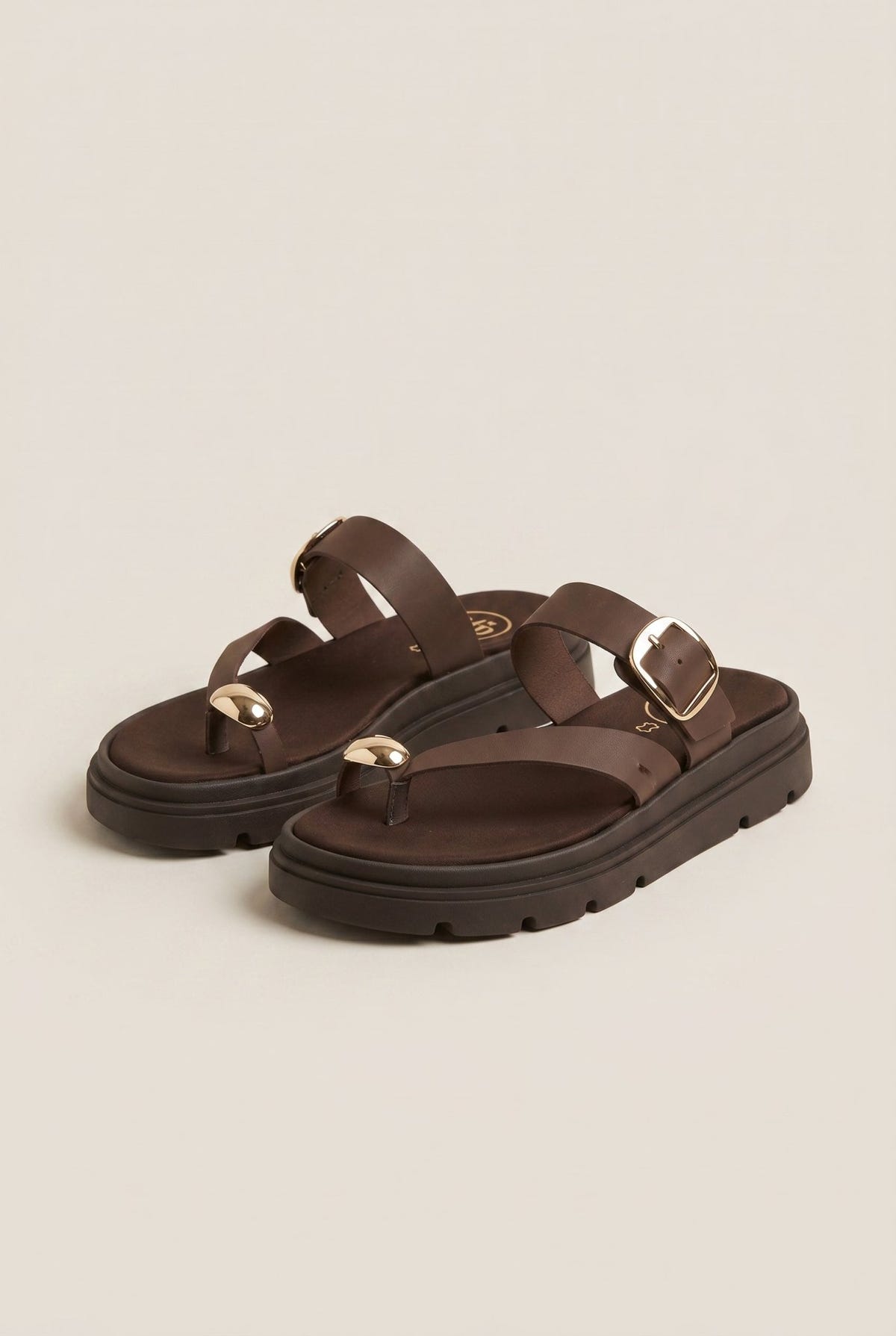 TFP - Flatform Toe Ring Sandals Buckle - Brown