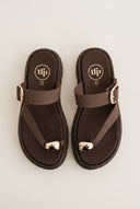 TFP - Flatform Toe Ring Sandals Buckle - Brown
