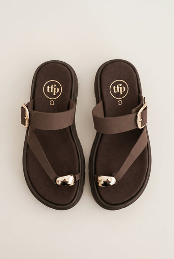 TFP - Flatform Toe Ring Sandals Buckle - Brown