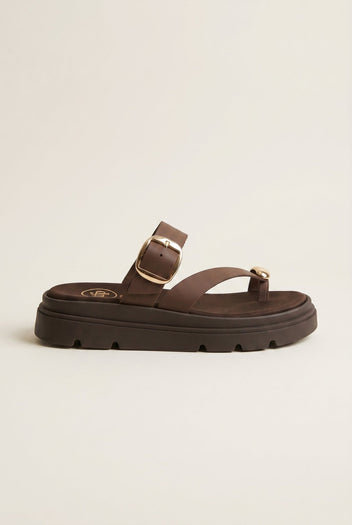 TFP - Flatform Toe Ring Sandals Buckle - Brown