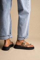 TFP - Flatform Toe Ring Sandals Buckle - Khaki