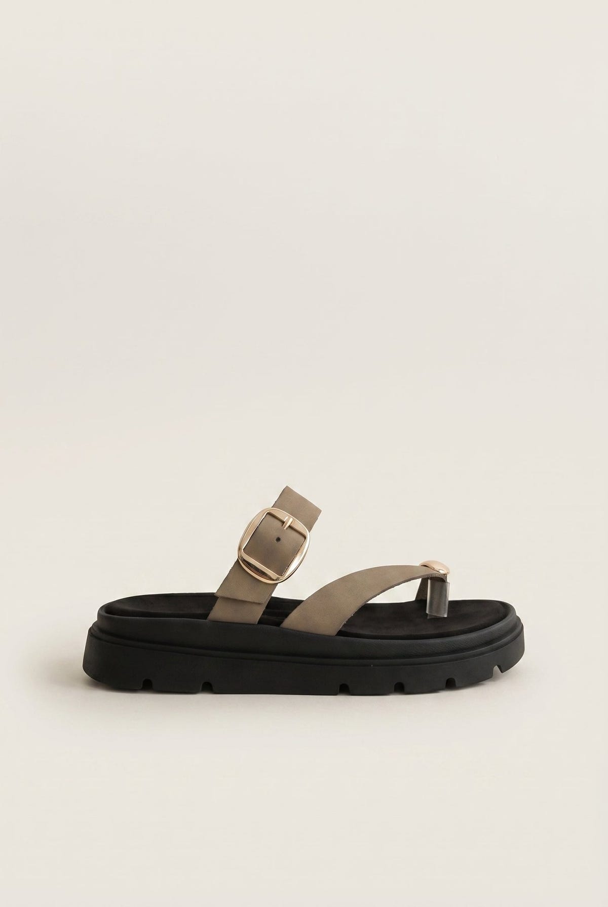 TFP - Flatform Toe Ring Sandals Buckle - Khaki