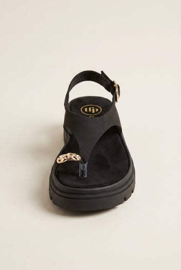 TFP - Flatform Toe Ring Sandals T - Strap - Black
