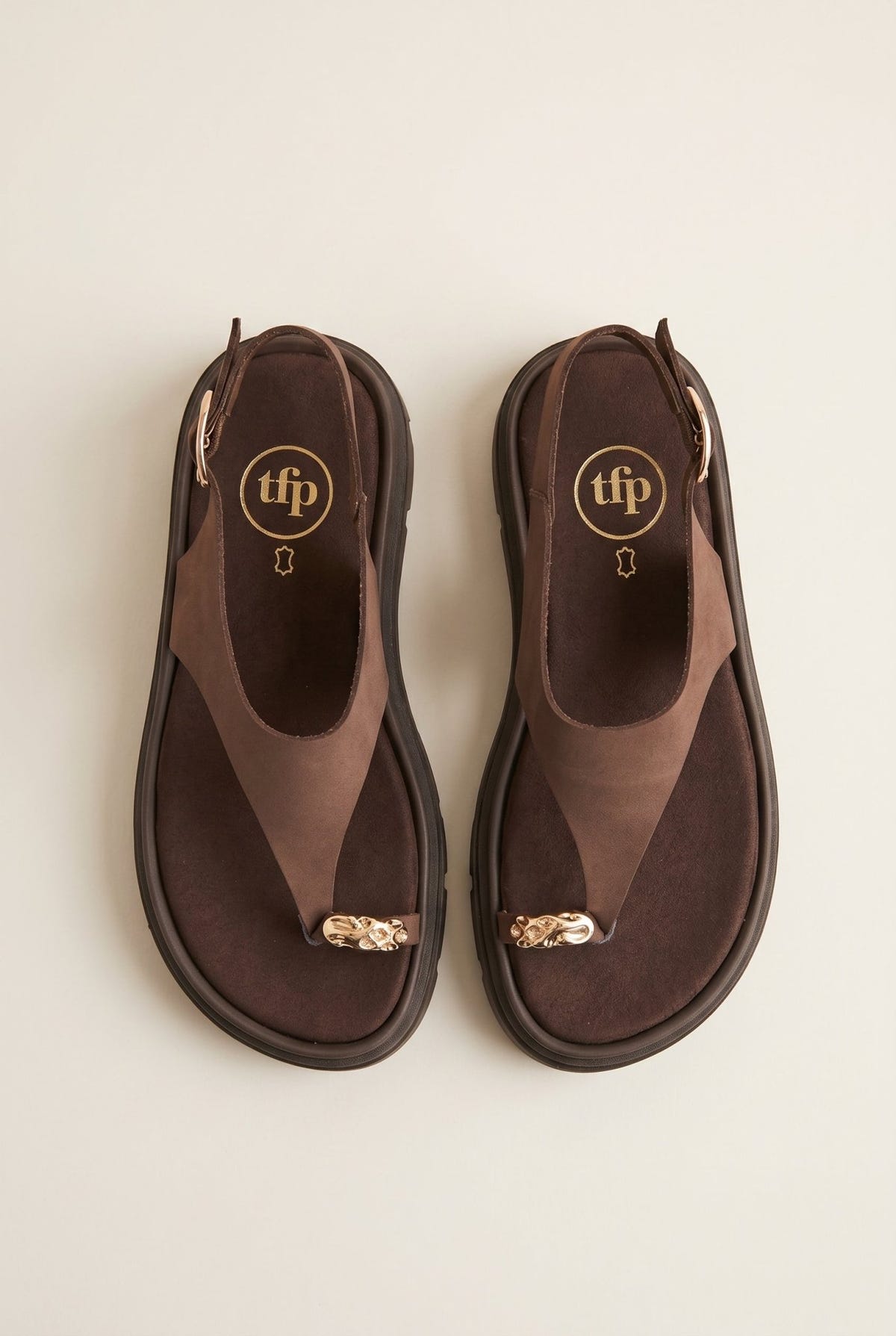 TFP - Flatform Toe Ring Sandals T - Strap - Brown