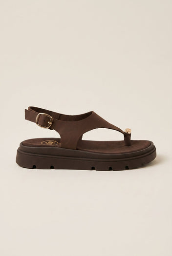 TFP - Flatform Toe Ring Sandals T - Strap - Brown