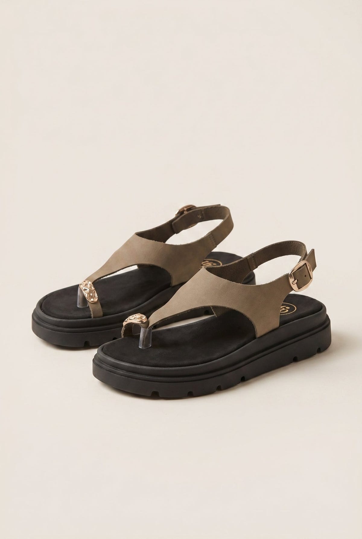 TFP - Flatform Toe Ring Sandals T - Strap - Khaki