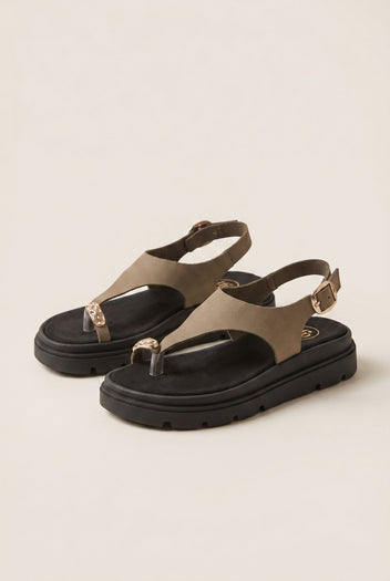TFP - Flatform Toe Ring Sandals T - Strap - Khaki