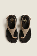 TFP - Flatform Toe Ring Sandals T-Strap - Khaki