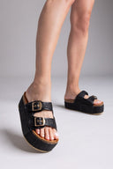 Flatforms από ψάθα με τοκάδες ERYNN - Μαύρο - thefashionproject.gr - ERYNN