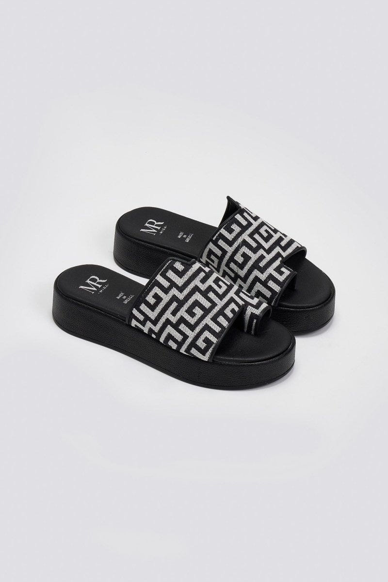 Flatforms ασύμμετρα σανδάλια με print - Μαύρο - thefashionproject.gr - MIRA