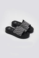Flatforms ασύμμετρα σανδάλια με print - Μαύρο - thefashionproject.gr - MIRA