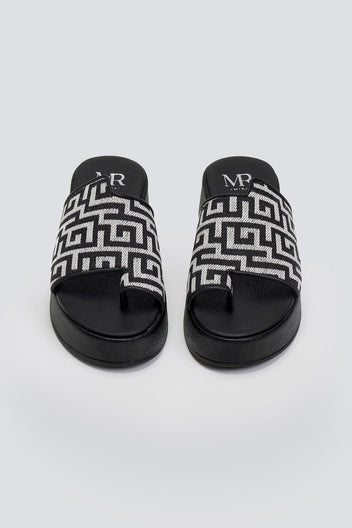Flatforms ασύμμετρα σανδάλια με print - Μαύρο - thefashionproject.gr - MIRA