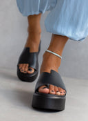 Flatforms δερμάτινα με άνιση φάσα estil - Μαύρο - thefashionproject.gr - Estil