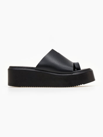 Flatforms δερμάτινα με άνιση φάσα estil - Μαύρο - thefashionproject.gr - Estil