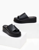Flatforms δερμάτινα με άνιση φάσα estil - Μαύρο - thefashionproject.gr - Estil