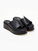 Flatforms δερμάτινα με άνιση φάσα estil - Μαύρο - thefashionproject.gr - Estil