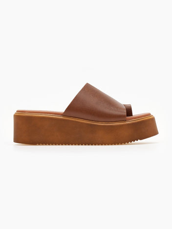 Flatforms δερμάτινα με άνιση φάσα estil - Ταμπά - thefashionproject.gr - Estil