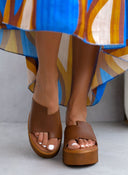 Flatforms δερμάτινα με άνιση φάσα estil - Ταμπά - thefashionproject.gr - Estil