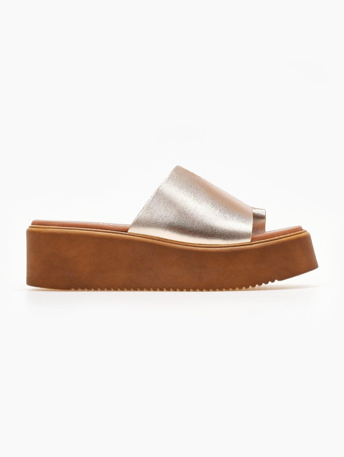 Flatforms δερμάτινα με άνιση φάσα estil - Χαλκός - thefashionproject.gr - Estil