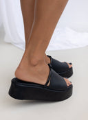 Flatforms δερμάτινα με φαρδιά φάσα Estil - Μαύρο - thefashionproject.gr - Estil
