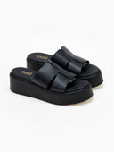 Flatforms δερμάτινα με ιδιαίτερη φάσα Estil - Μαύρο - thefashionproject.gr - Estil