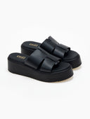 Flatforms δερμάτινα με ιδιαίτερη φάσα Estil - Μαύρο - thefashionproject.gr - Estil