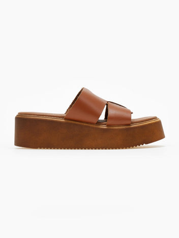 Flatforms δερμάτινα με ιδιαίτερη φάσα Estil - Ταμπά - thefashionproject.gr - Estil