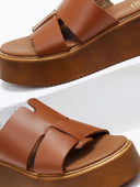 Flatforms δερμάτινα με ιδιαίτερη φάσα Estil - Ταμπά - thefashionproject.gr - Estil