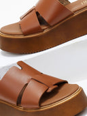 Flatforms δερμάτινα με ιδιαίτερη φάσα Estil - Ταμπά - thefashionproject.gr - Estil