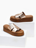 Flatforms δερμάτινα με ιδιαίτερη φάσα Estil - Χαλκός - thefashionproject.gr - Estil