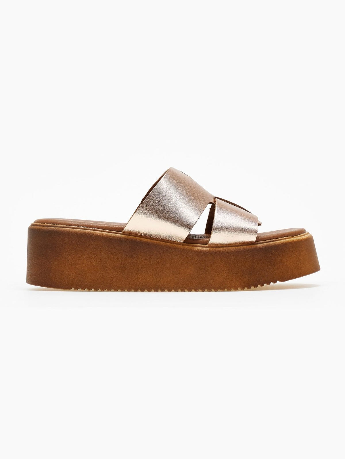 Flatforms δερμάτινα με ιδιαίτερη φάσα Estil - Χαλκός - thefashionproject.gr - Estil