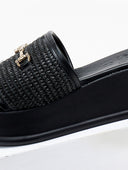 Flatforms δερμάτινα με ψάθινη φάσα Estil