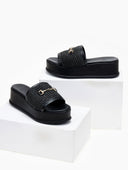 Flatforms δερμάτινα με ψάθινη φάσα Estil