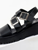 Flatforms δερμάτινα με τοκάδες TFP - Μαύρο - thefashionproject.gr - TFP