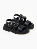 Flatforms δερμάτινα με τοκάδες TFP - Μαύρο - thefashionproject.gr - TFP