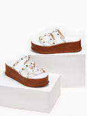 Flatforms δερμάτινα με τρουκς estil - Λευκό - thefashionproject.gr - Estil