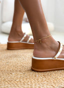 Flatforms δερμάτινα με τρουκς estil - Λευκό - thefashionproject.gr - Estil